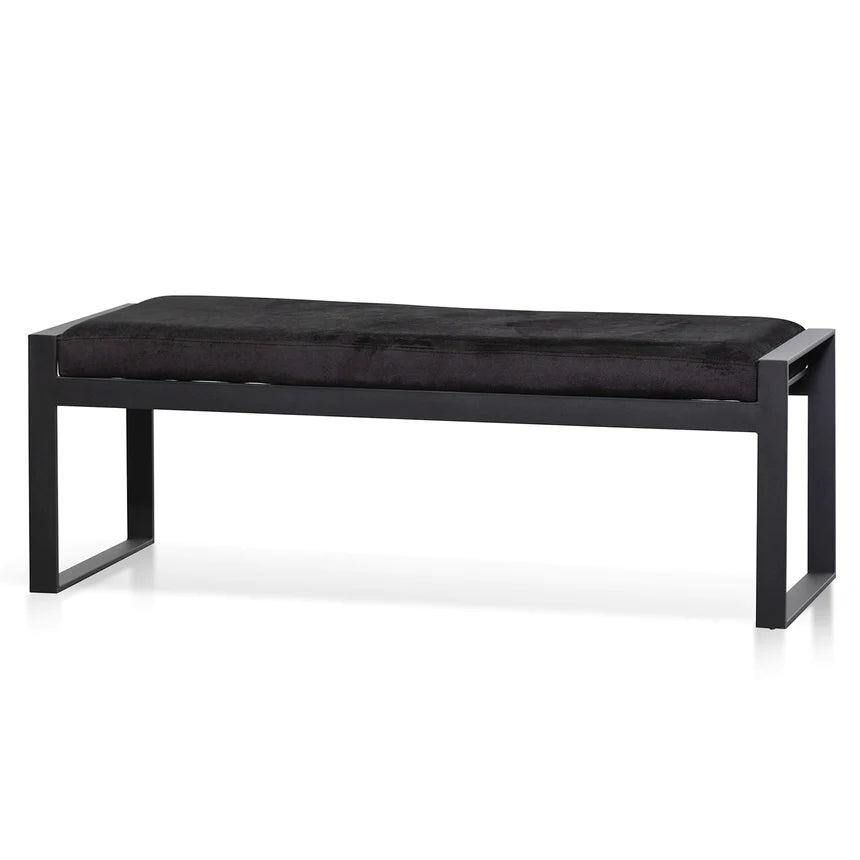 Cushion Quilted Steel Bench Ottoman 130cms - Black