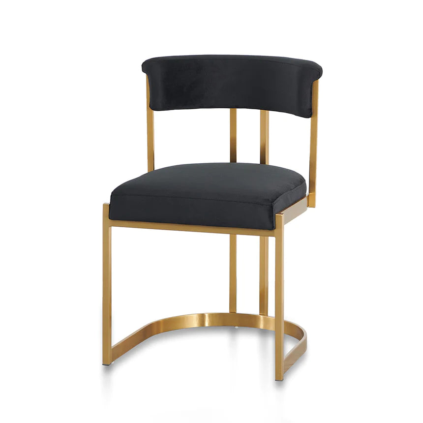 Cushioned Metal Dining Chair - Black