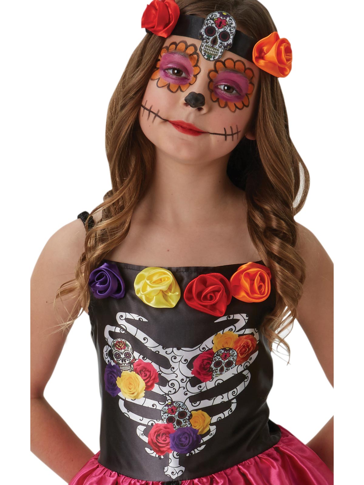 Day Of The Dead Sugar Skull Satin Girl's Costumes