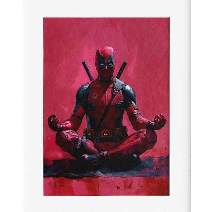 Mediation Deadpool Mounted Print Wall Decor - 40x50cms