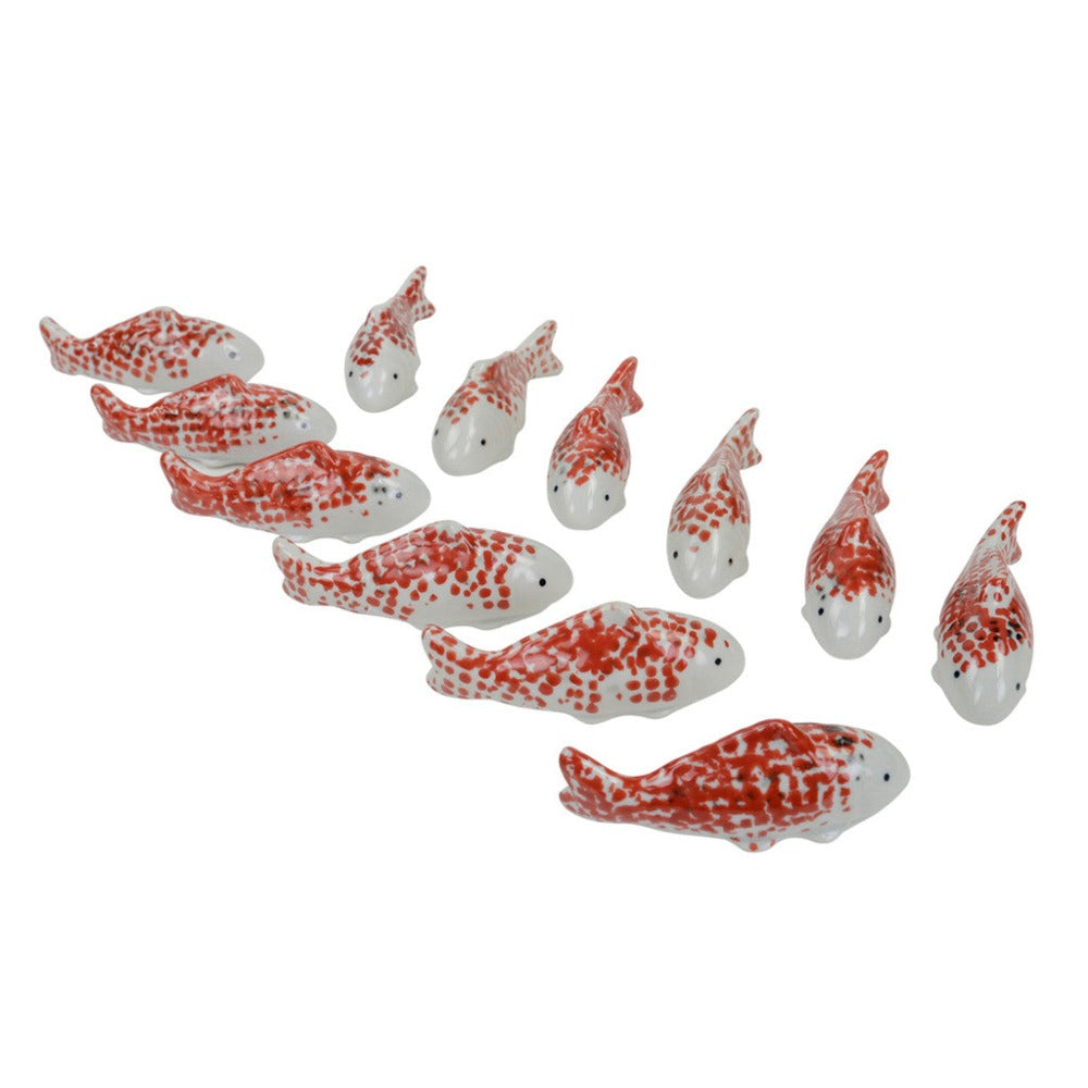 Decorative Floating Ceramic Red Koi - Set of 6