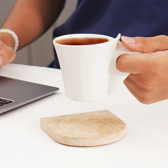 Decorative Marble D-Shaped Coasters - Beige