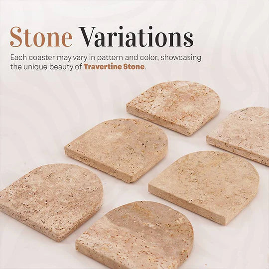 Decorative Marble D-Shaped Coasters - Beige