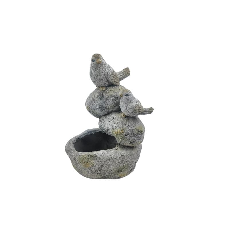 Decorative Perched Birds on Stones Planter - 30x20x40.5cms