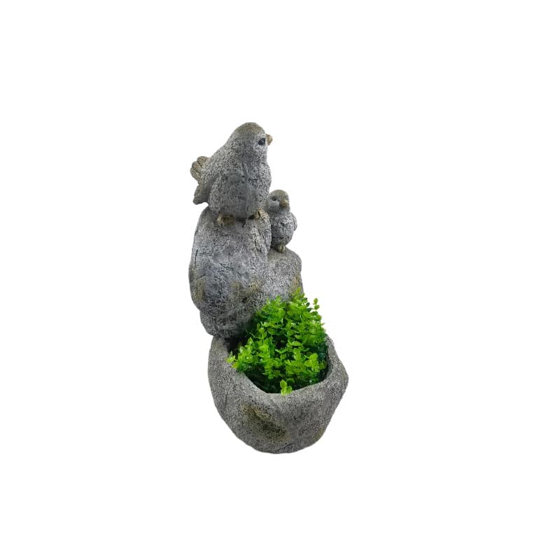 Decorative Perched Birds on Stones Planter - 30x20x40.5cms