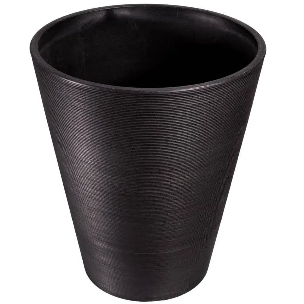 Decorative Textured Round Black Planter 47cms