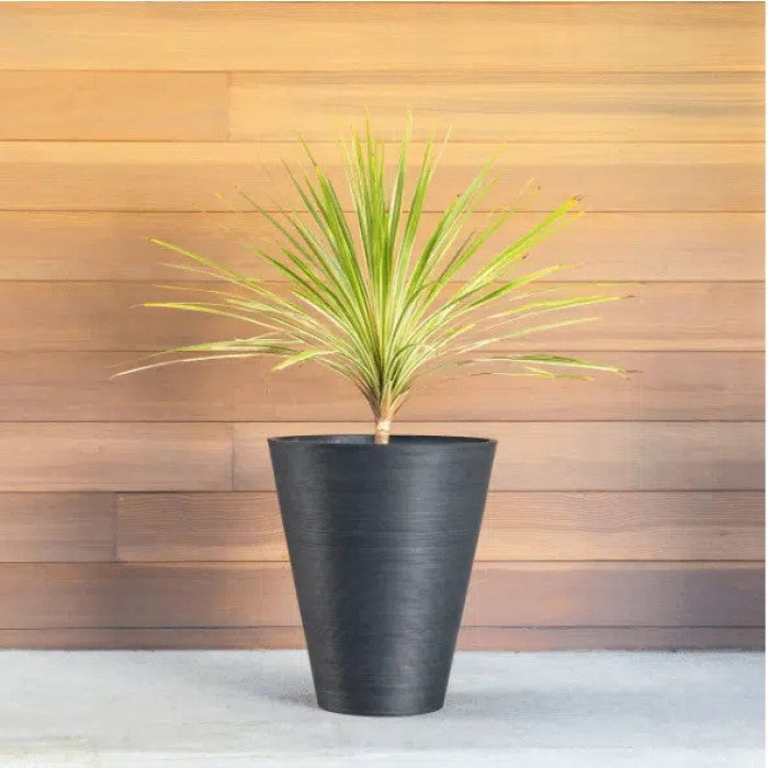 Decorative Textured Round Black Planter 47cms