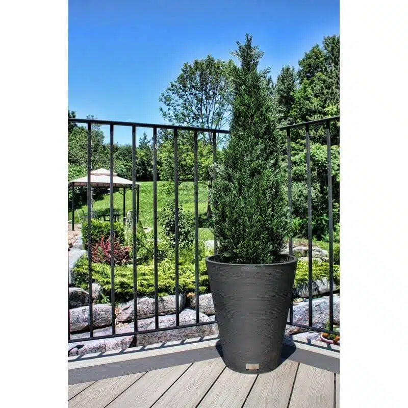 Decorative Textured Round Black Planter 47cms