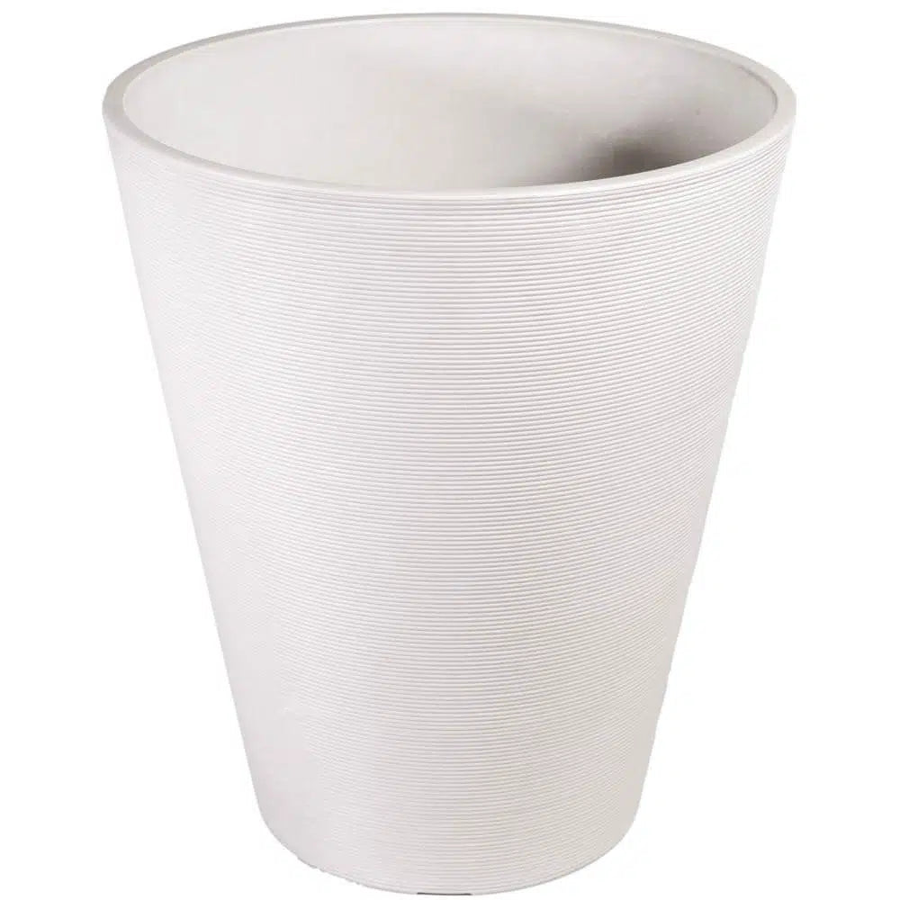 Decorative Textured Round White Planter 47cms