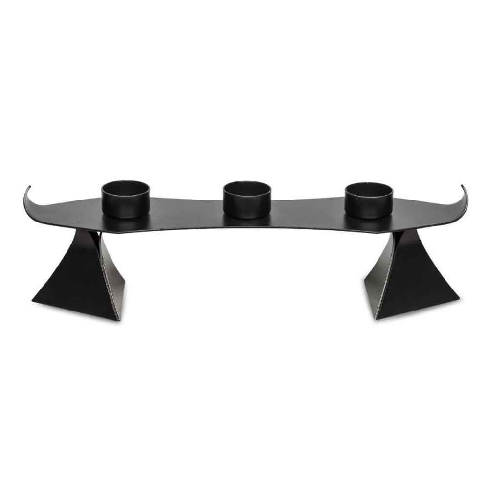 Decorative Triple Black Metal Tealight Holders On Stand