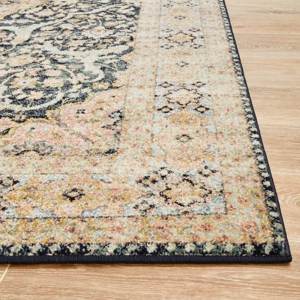 Deep Textured Floor Accent Midnight Rug - 290x200cms