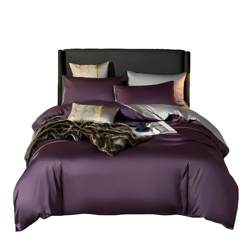 Delicate Purple/ Light Grey Full Set Bedspread - 6Pcs Set