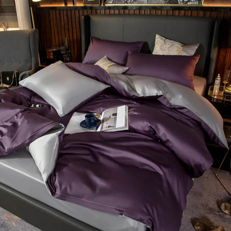 Delicate Purple/ Light Grey Full Set Bedspread - 6Pcs Set