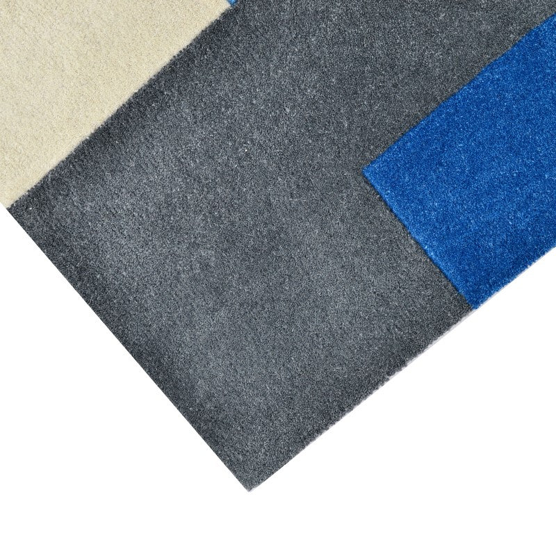 Designer Blocks Handmade Wool Rug - Blue (Available in 3 Sizes)