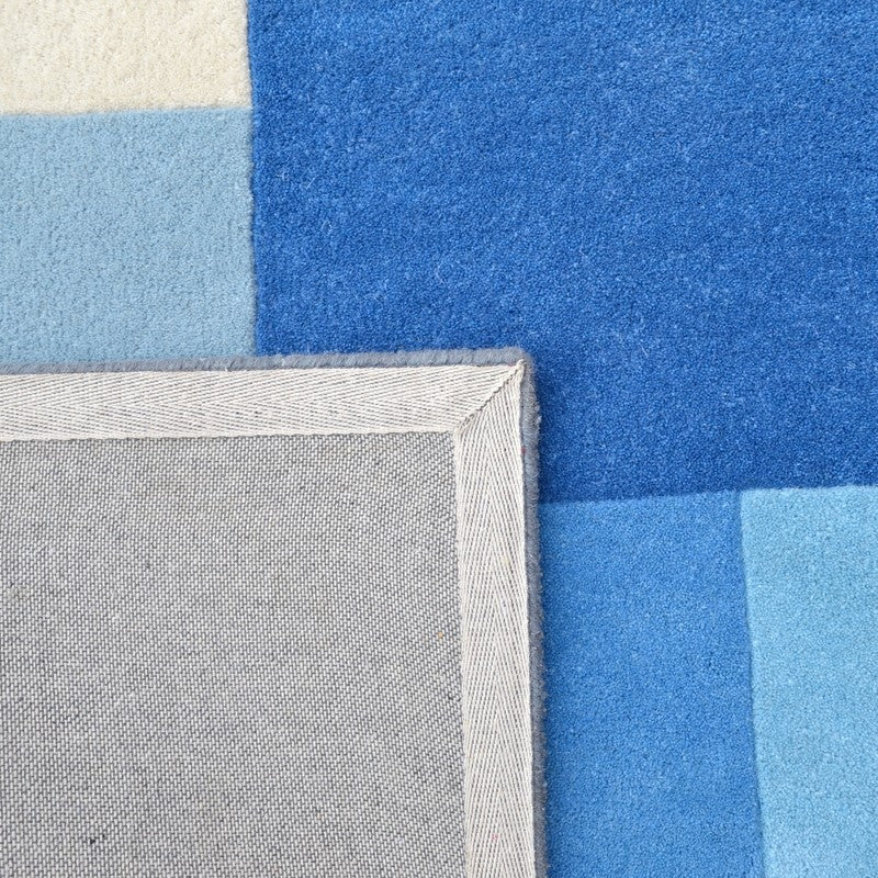 Designer Blocks Handmade Wool Rug - Blue (Available in 3 Sizes)