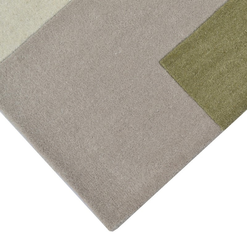 Designer Blocks Handmade Wool Rug - Green (Available in 3 Sizes)