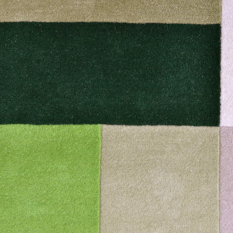 Designer Blocks Handmade Wool Rug - Green (Available in 3 Sizes)