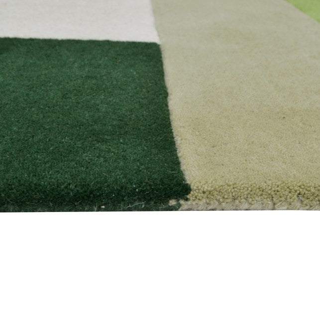 Designer Blocks Handmade Wool Rug - Green (Available in 3 Sizes)