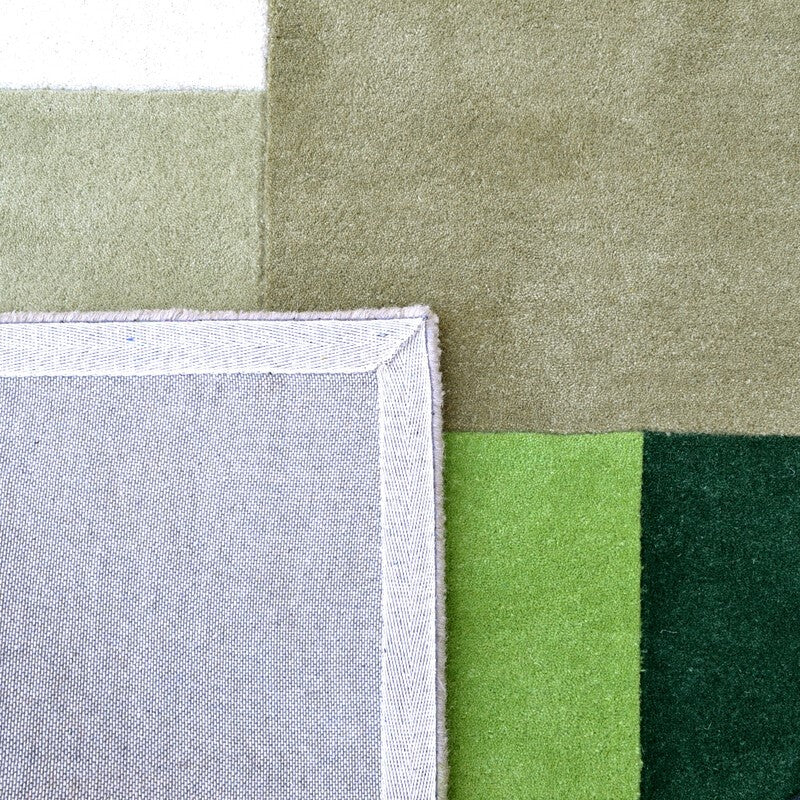 Designer Blocks Handmade Wool Rug - Green (Available in 3 Sizes)