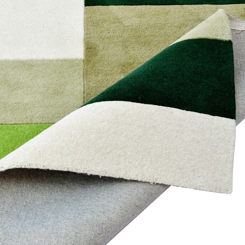 Designer Blocks Handmade Wool Rug - Green (Available in 3 Sizes)