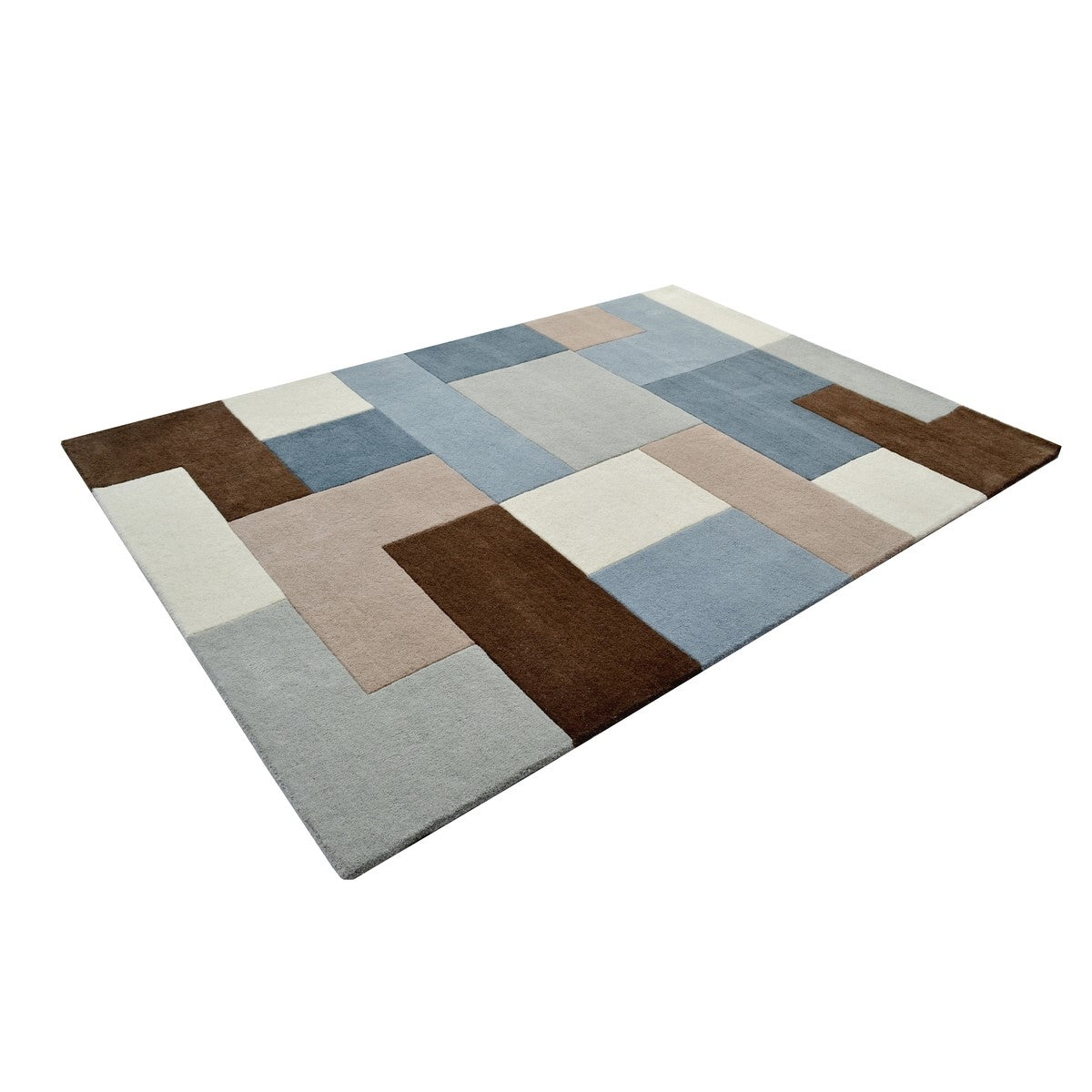 Designer Blocks Handmade Wool Rug - Grey (Available in 3 Sizes)