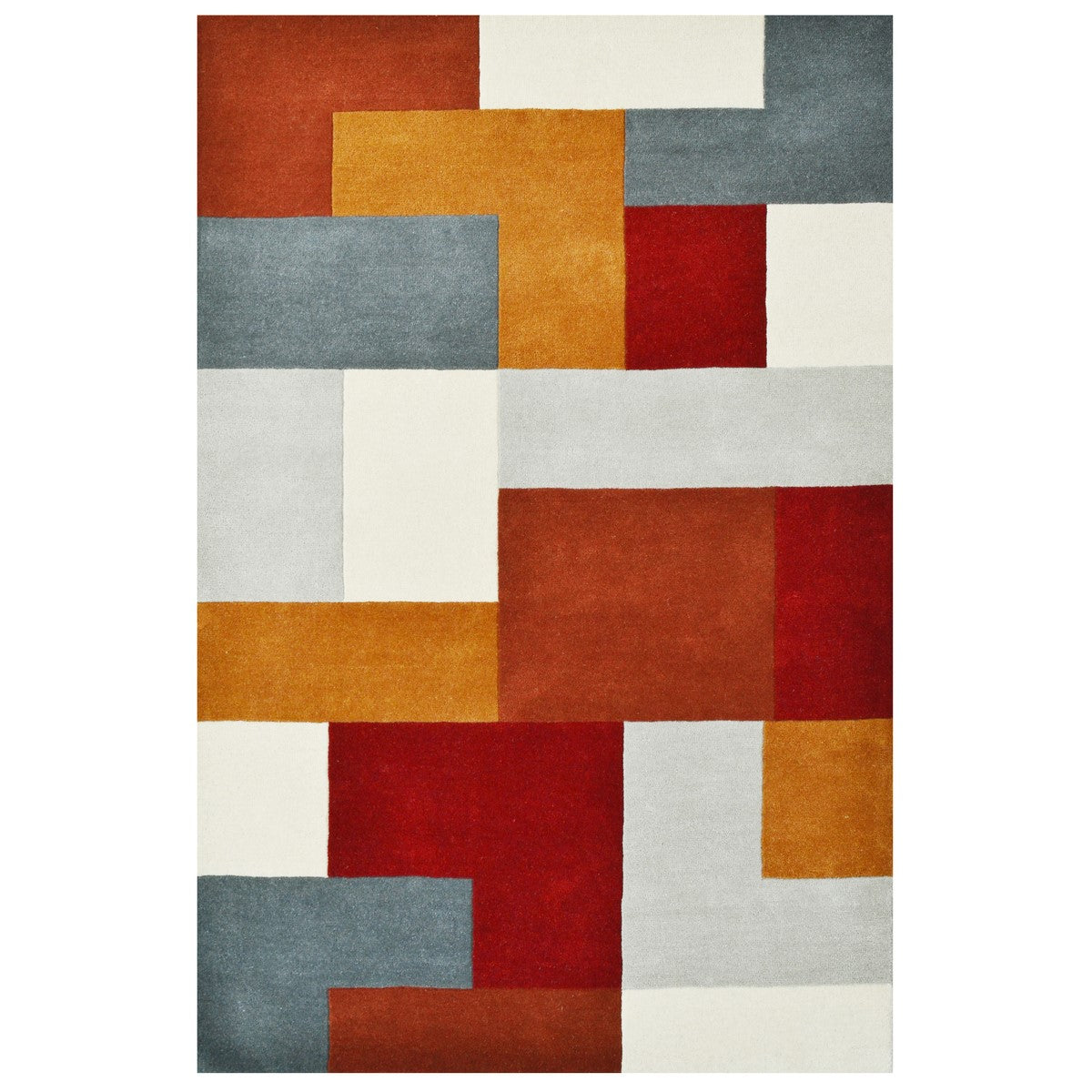 Designer Blocks Handmade Wool Rug - Terracotta (Available in 3 Sizes)