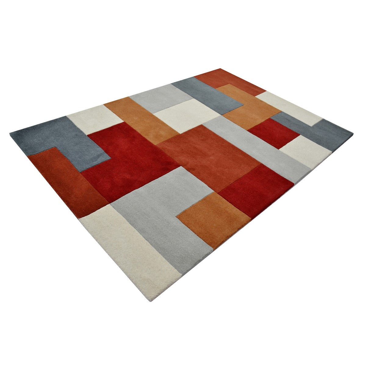 Designer Blocks Handmade Wool Rug - Terracotta (Available in 3 Sizes)