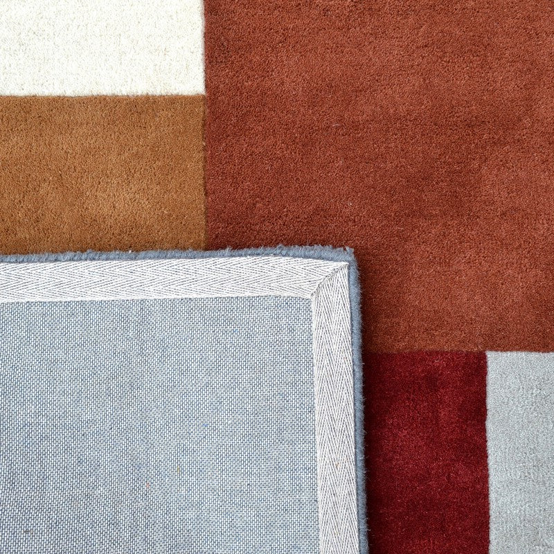 Designer Blocks Handmade Wool Rug - Terracotta (Available in 3 Sizes)