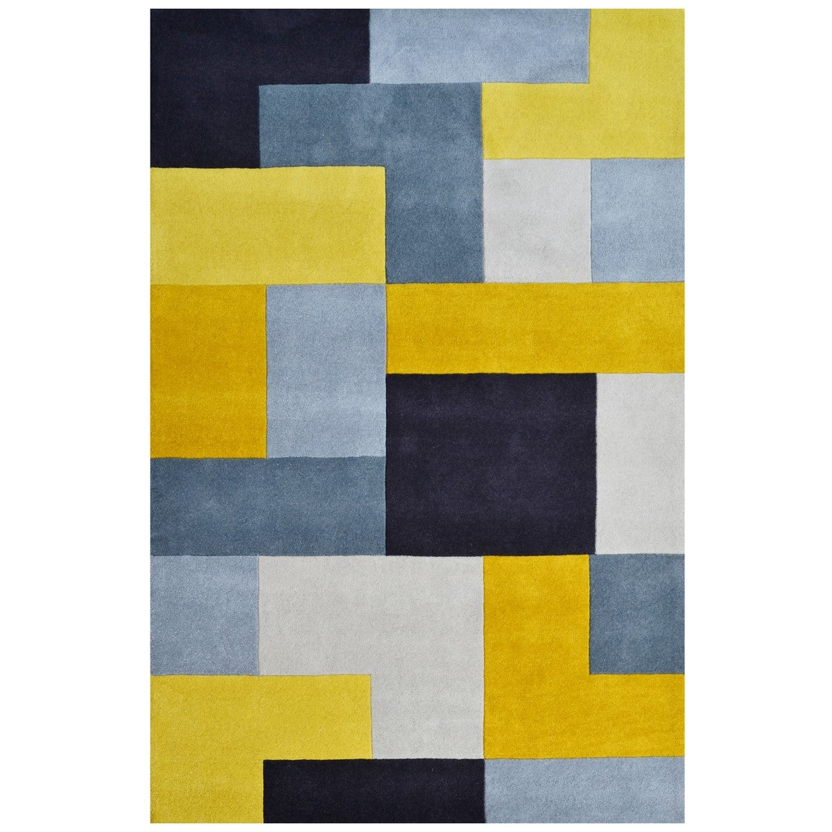 Designer Blocks Handmade Wool Rug - Yellow (Available in 3 Sizes)