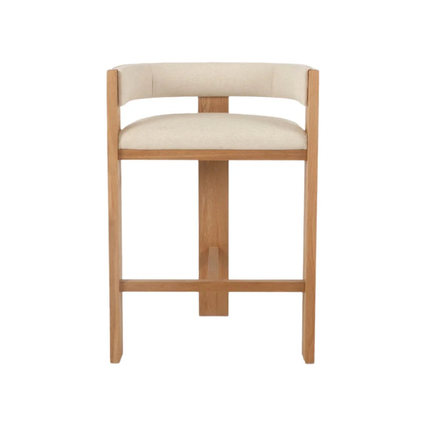 Designer Natural Elm Barstool - Light Beige