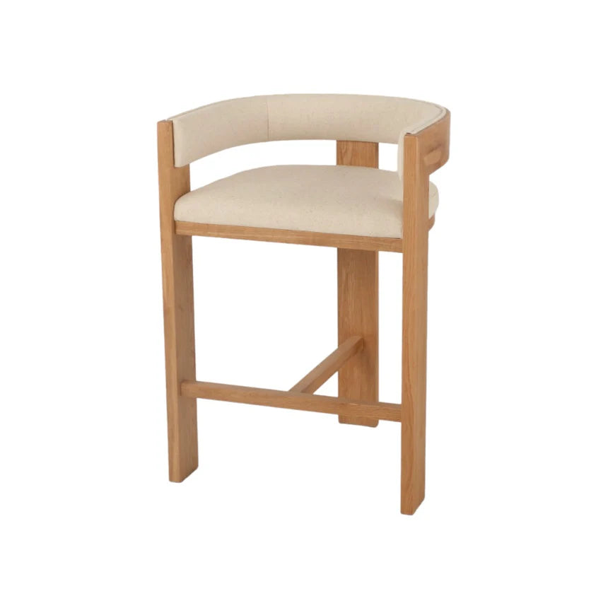 Designer Natural Elm Barstool - Light Beige