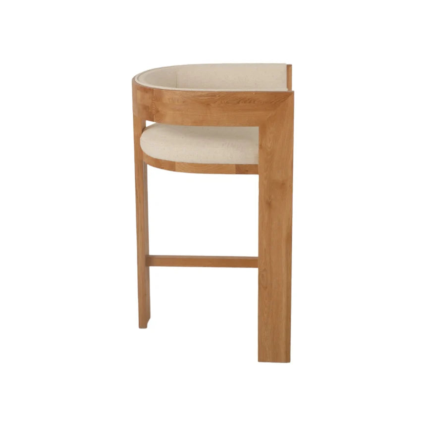 Designer Natural Elm Barstool - Light Beige