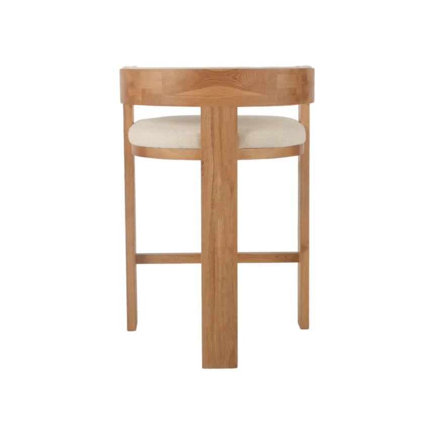 Designer Natural Elm Barstool - Light Beige