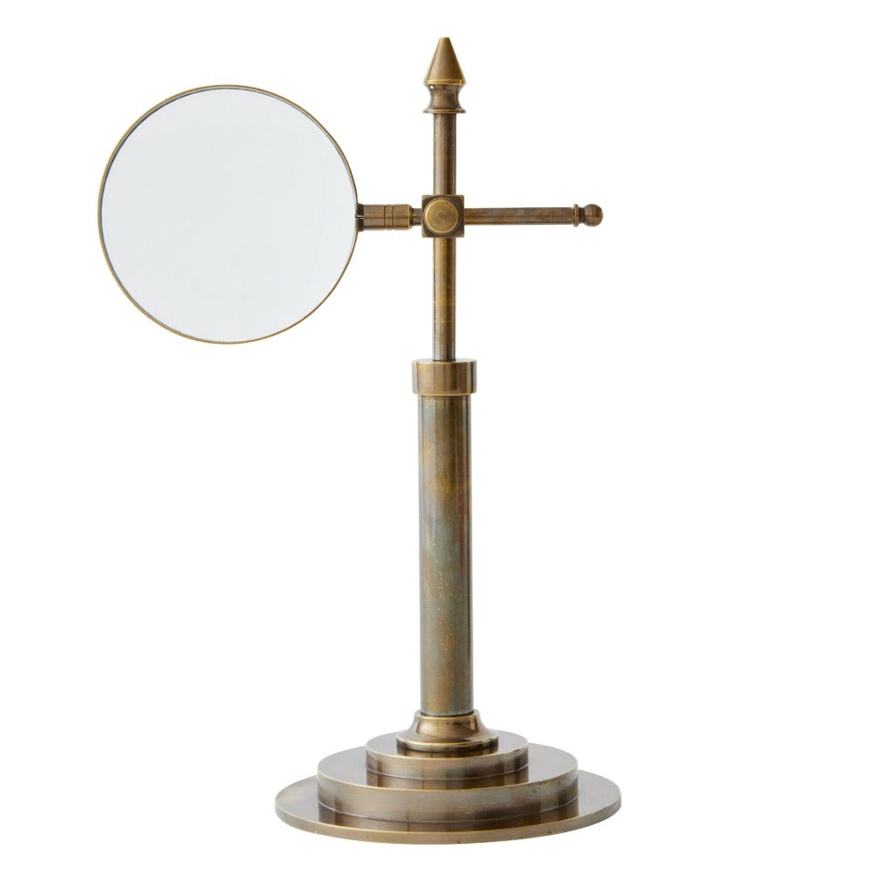 Desktop Brass Magnifier On Pedestal