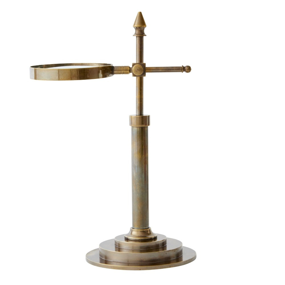 Desktop Brass Magnifier On Pedestal