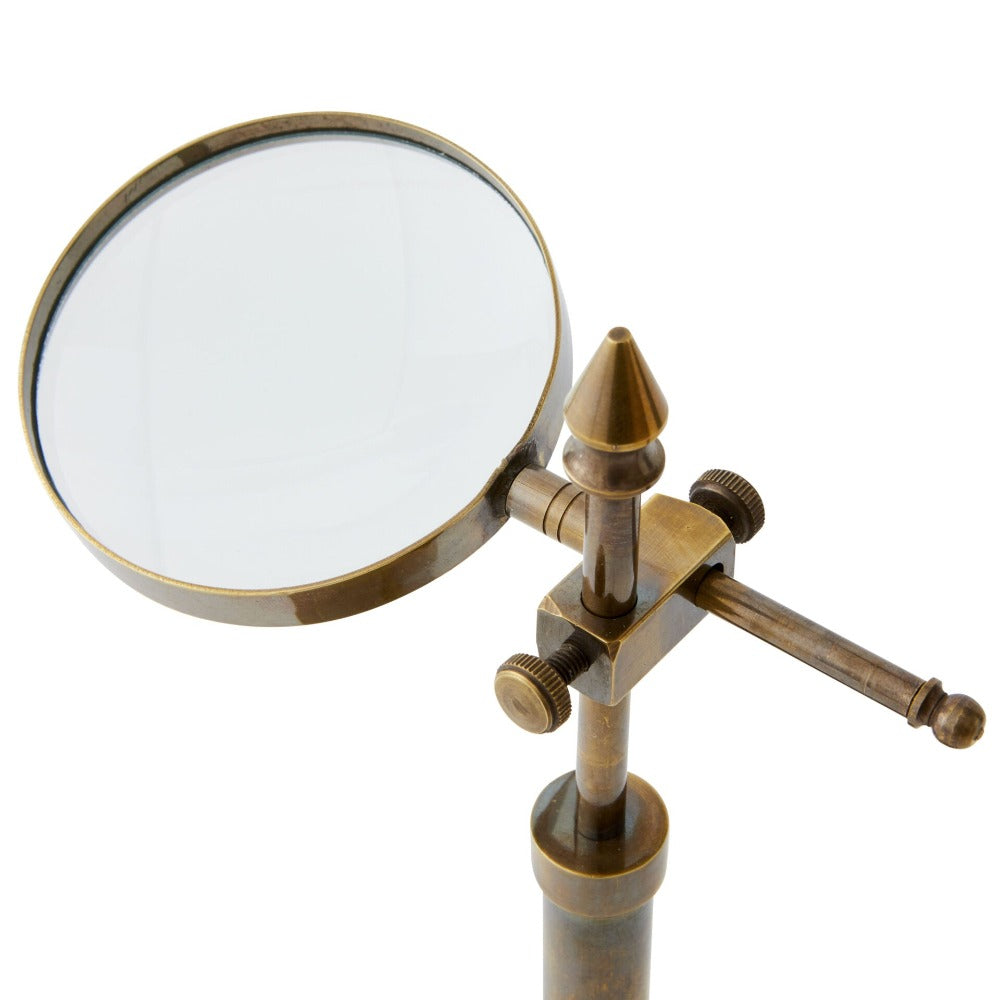 Desktop Brass Magnifier On Pedestal