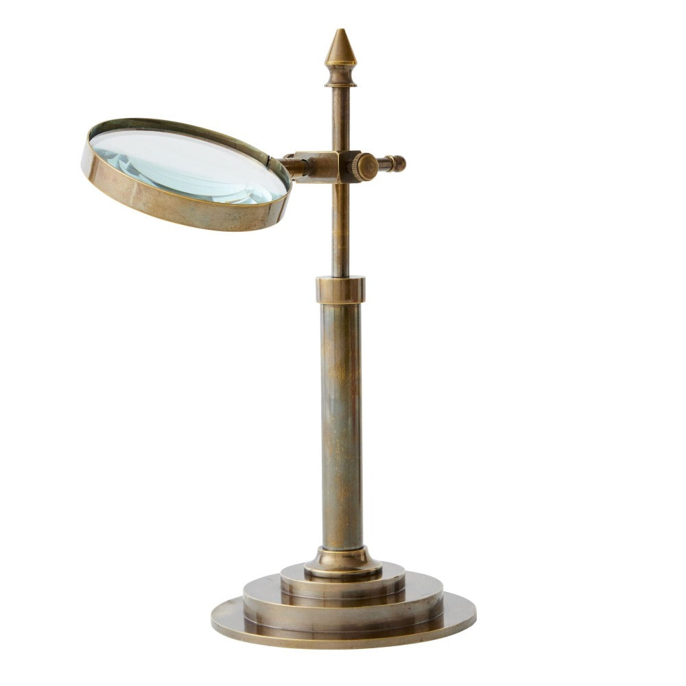 Desktop Brass Magnifier On Pedestal