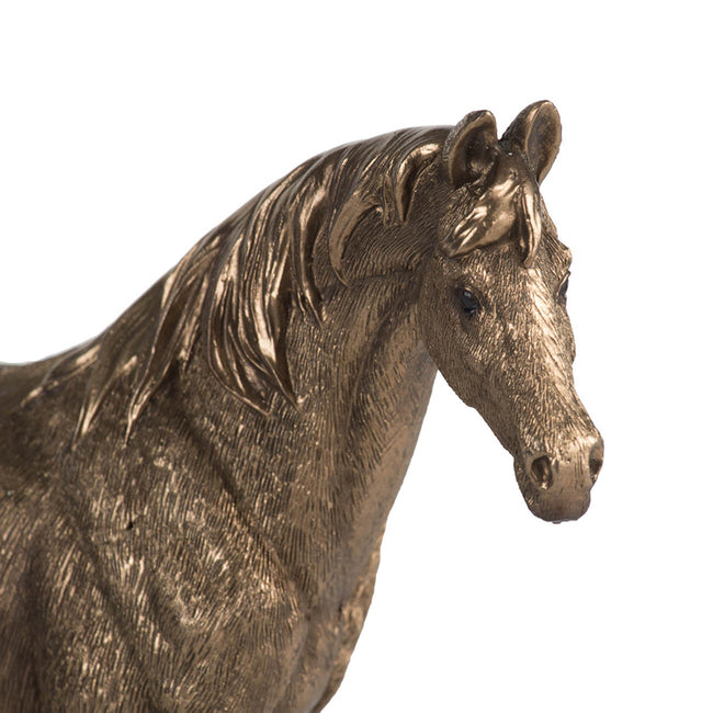 Detailed Horse Statue in Rustic Gold Finish - 18cm