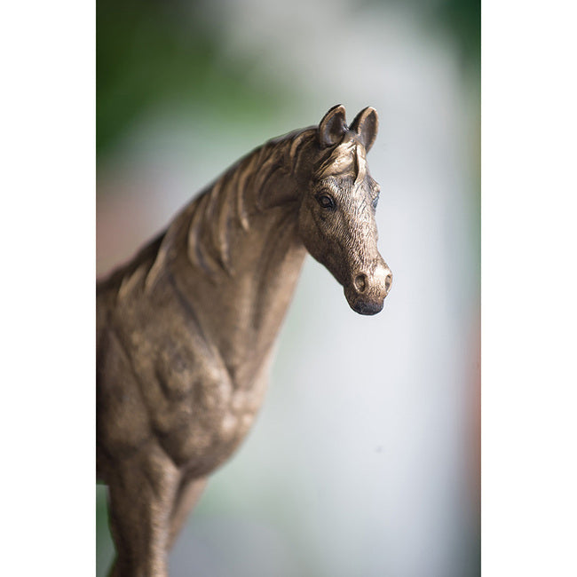 Detailed Horse Statue in Rustic Gold Finish - 18cm