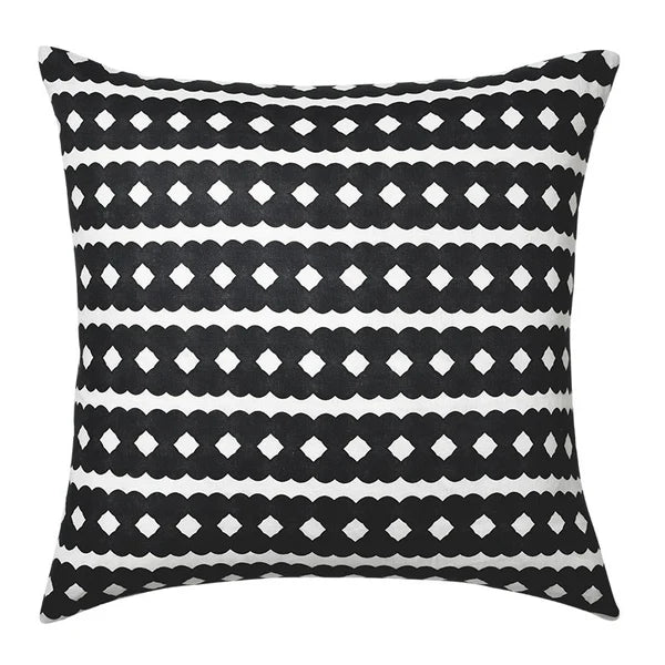 Diamond Patchwork Black Linen Cushion - 60x60cms