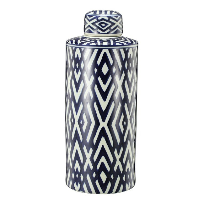 Diamond Pattern Porcelain Jar With Lid