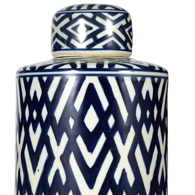 Diamond Pattern Porcelain Jar With Lid