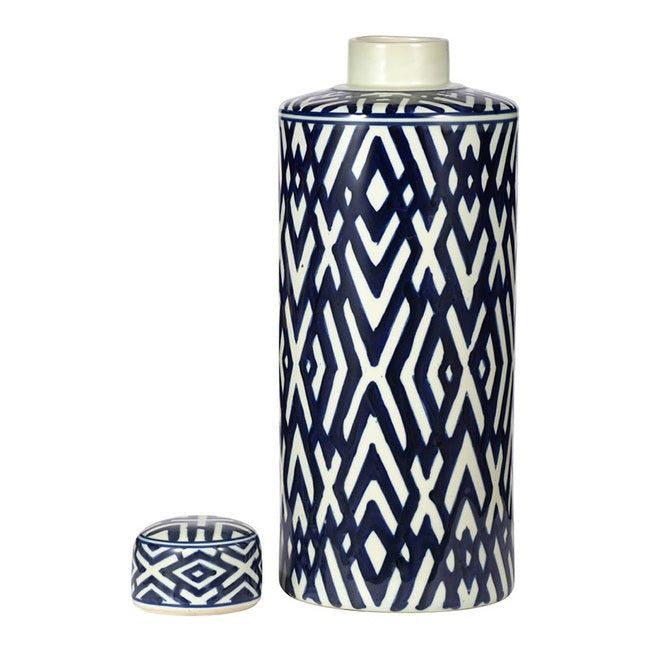 Diamond Pattern Porcelain Jar With Lid