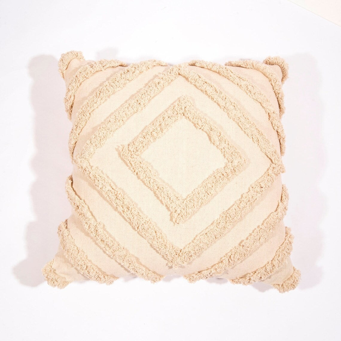 Diamond White Shaggy Cotton Cushion Cover 50 x 50cms