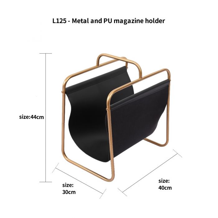 Dickson Modern Leather Metal Frame Magazine Holder - 44cms