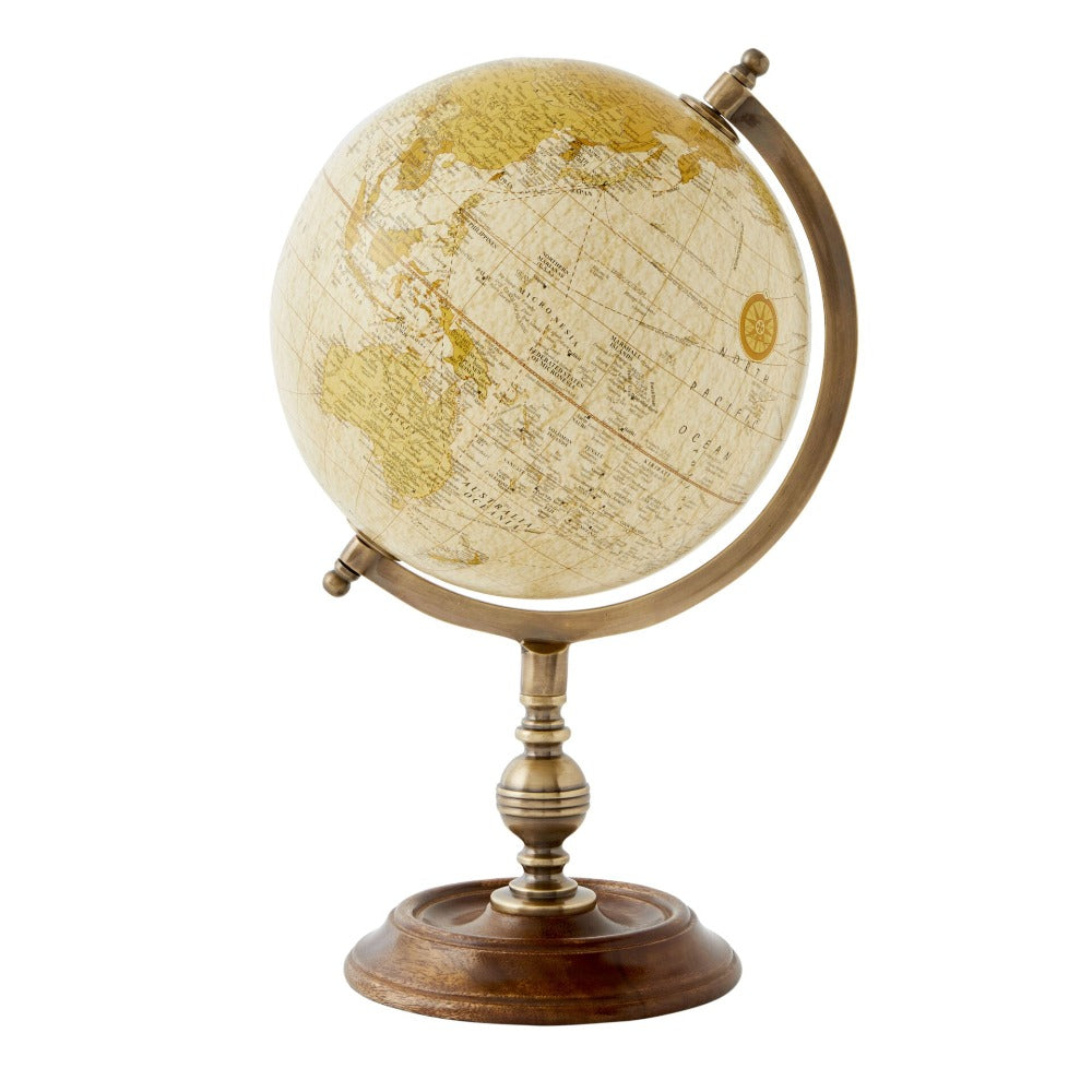 Discovery World Globe Wooden Base 20cms - Ivory