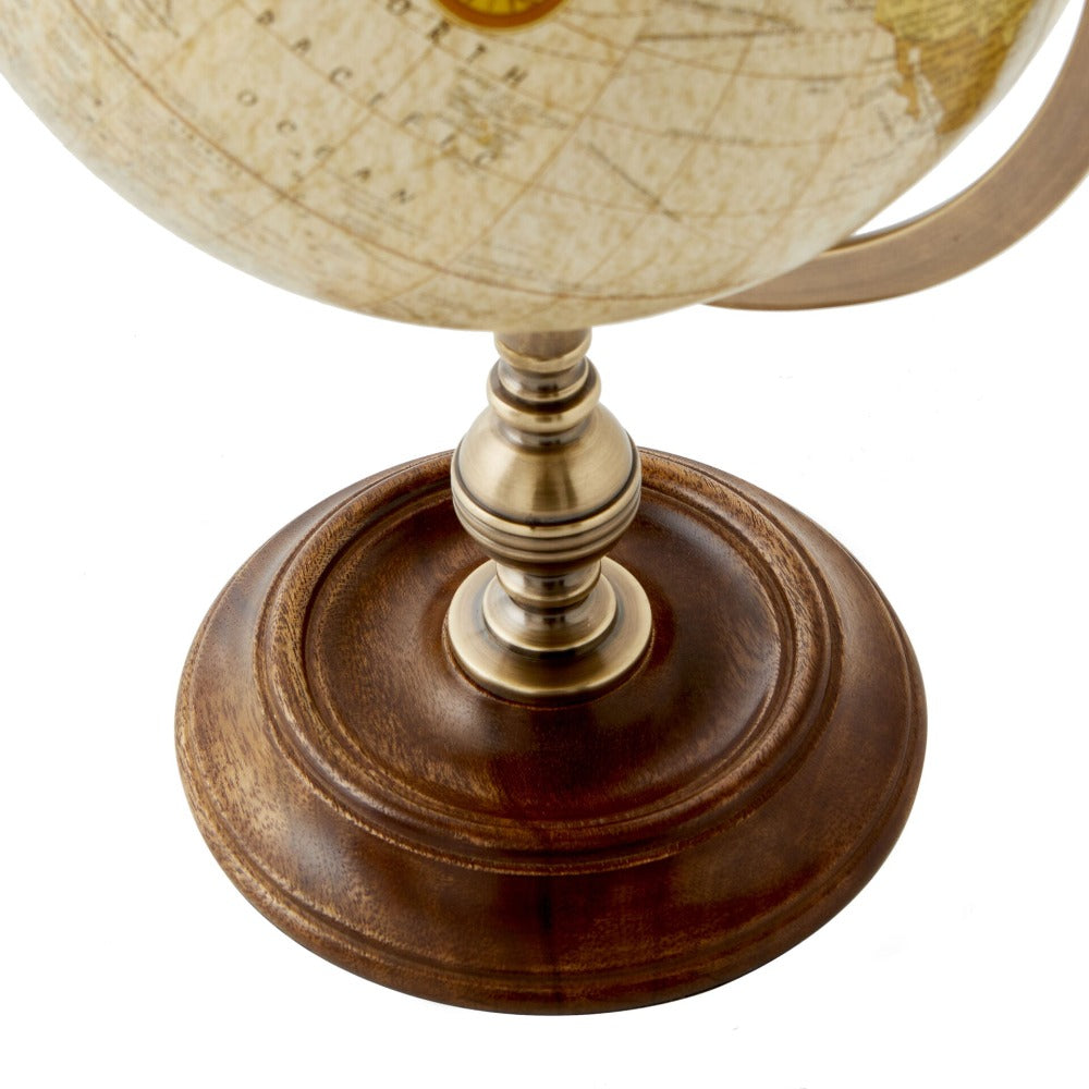 Discovery World Globe Wooden Base 20cms - Ivory