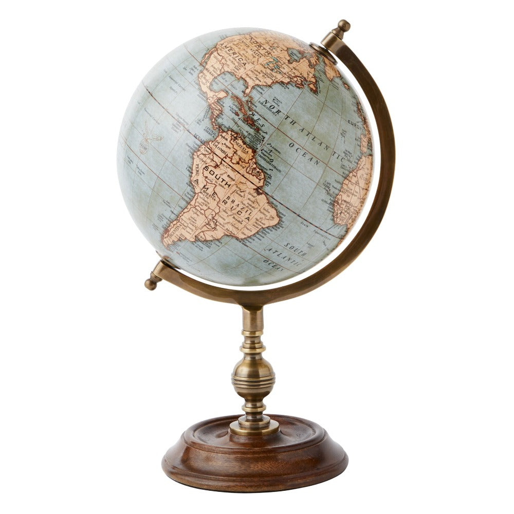 Discovery World Globe Wooden Base 20cms - Blue