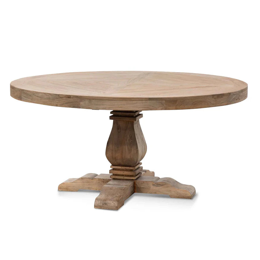 Distressed Finish Round Dining Table 160cms - Natural