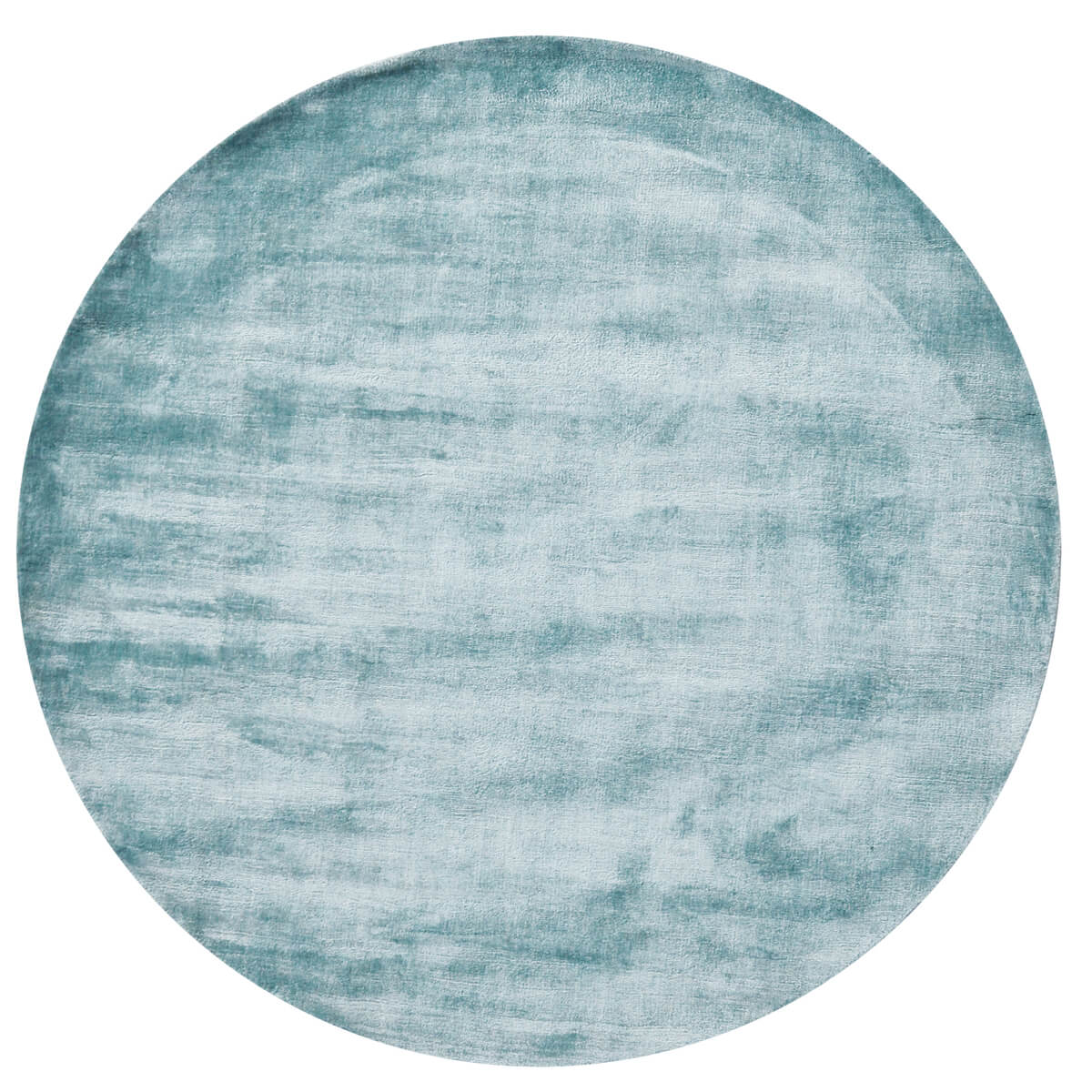 Distressed Sea Blue Handmade Viscose Rug - Round